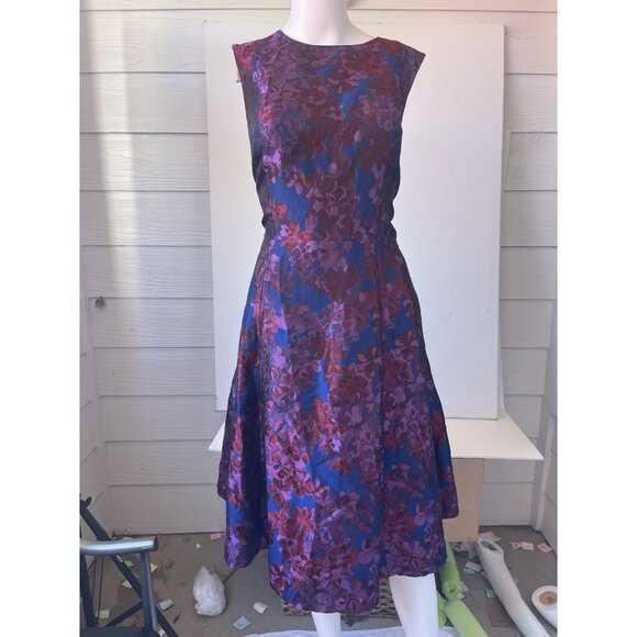 Badgley Mischka Couture for Nordstrom Floral Jacquard Fit & Flare Dress Size 12 - Picture 11 of 11